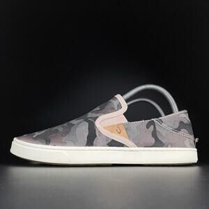 Olukai Pehuea Pai Women’s 9 Green Camo Slip On Sneakers Casual Loafers Comfort